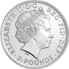 Серебряная монета 2 фунта "Британия" 31.1 грамм, 2013г.,Ag 999